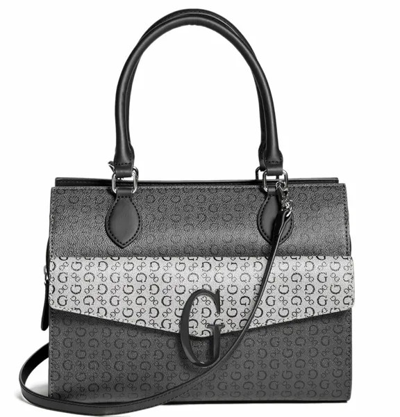 NEW GUESS Женская сумка Abra Black Grey Logo Satchel Crossbody Bag Кошелек