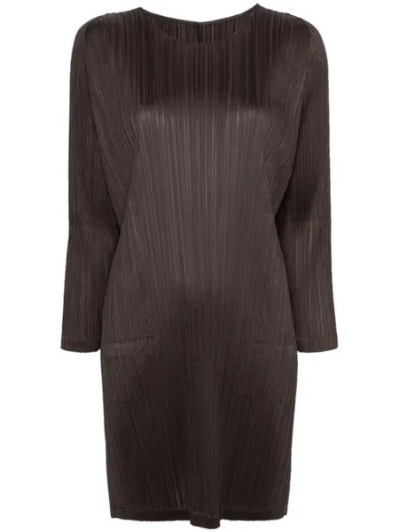 Pleats Please Issey Miyake платье мини с круглым вырезом, серый