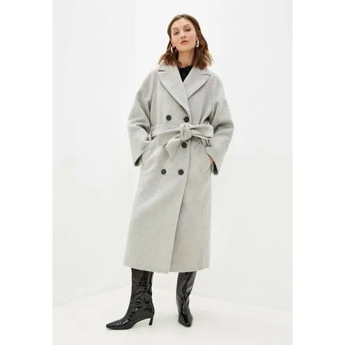 Пальто  Azellricca демисезонное, шерсть, силуэт прямой, удлиненное, размер 40-44, серый