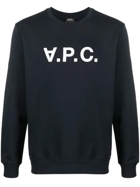 A.P.C. толстовка с круглым вырезом и логотипом, синий