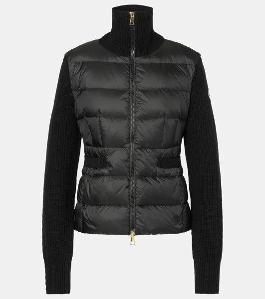 Куртка из шерсти с пуховыми вставками Moncler, черный