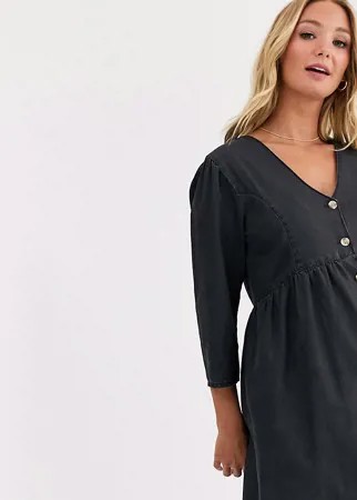 Черное джинсовое чайное платье ASOS DESIGN Maternity-Черный