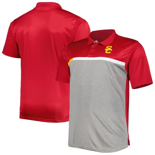 Мужская футболка-поло малинового/серого цвета USC Trojans Big & Tall