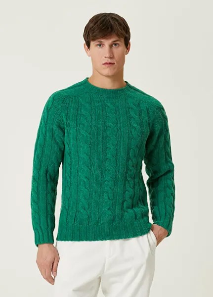 Зеленый вязаный шерстяной свитер с текстурированной отделкой Howlin