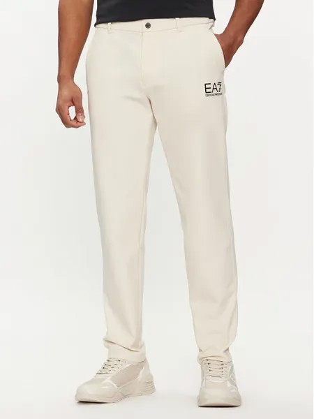 Тканевые брюки стандартного кроя Ea7 Emporio Armani, экрю