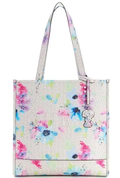 НОВАЯ женская сумка-тоут GUESS Lacombe с логотипом белого, розового и синего цвета с цветочным принтом