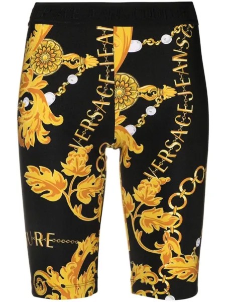 Versace Jeans Couture облегающие шорты с принтом Baroque Couture, черный