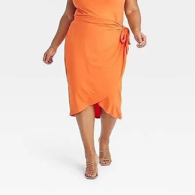 Женская трикотажная юбка с запахом - Ava - Viv Orange 3X