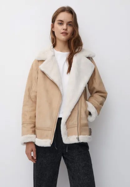 Куртка из искусственной кожи Double-Faced Long PULL&BEAR, бежевый