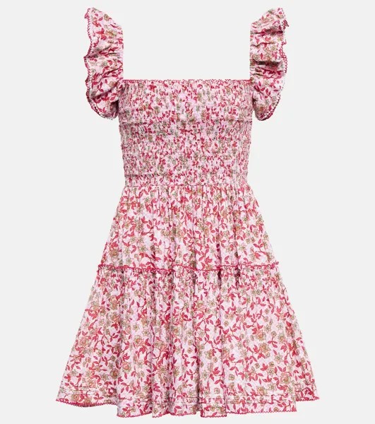 Мини-платье Aurora с цветочным принтом POUPETTE ST BARTH, розовый