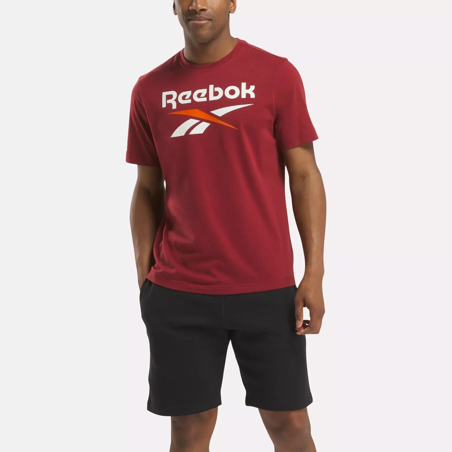 Футболка с большим сложенным логотипом Identity Reebok, темно-бордовый