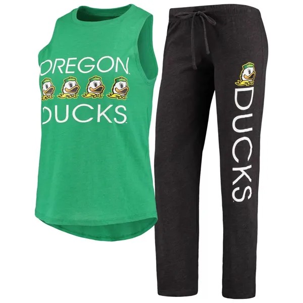 Женская спортивная зеленая/черная майка и брюки Oregon Ducks Team Concepts, комплект для сна