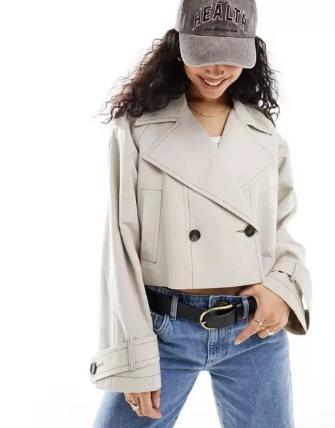 Укороченный льняной тренч ASOS