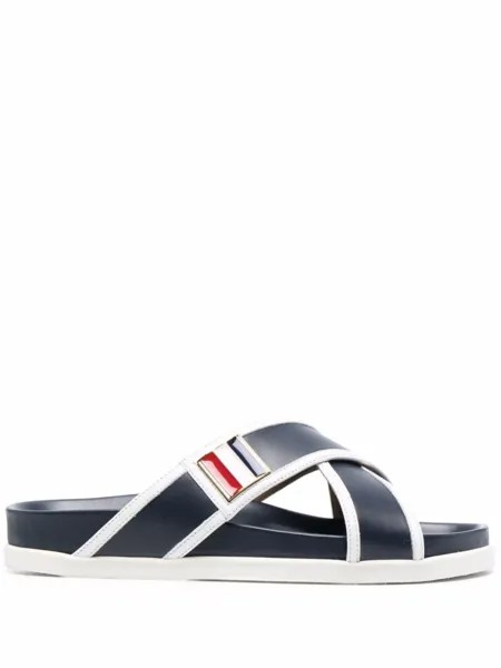 Thom Browne шлепанцы с полосками RWB, синий