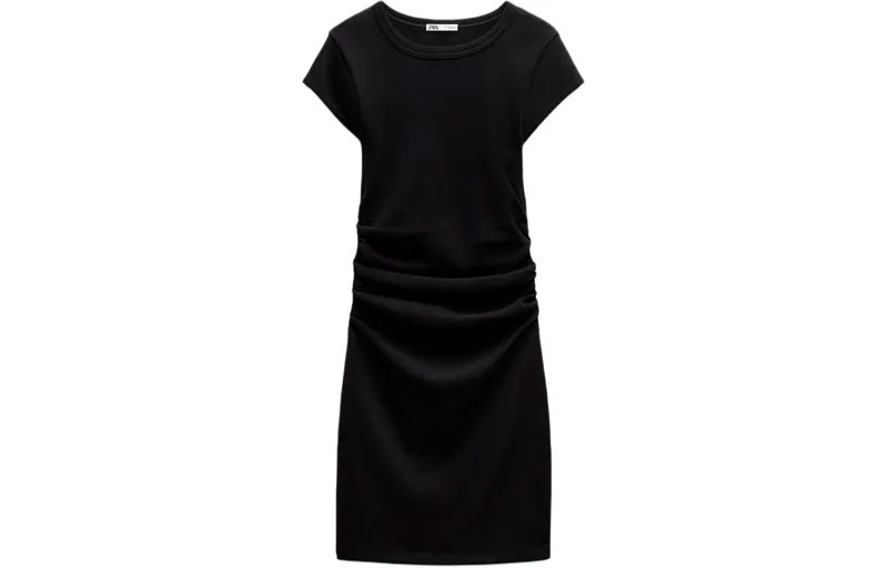 Платье с короткими рукавами женское черное Zara