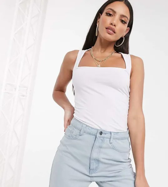Белая майка с квадратным вырезом ASOS DESIGN Tall-Белый