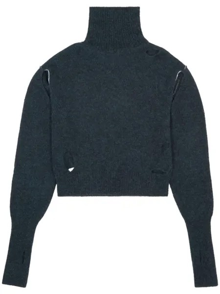 MM6 Maison Margiela джемпер с высоким воротником и эффектом потертости, зеленый