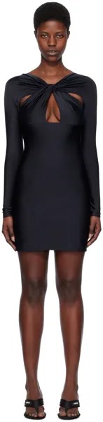 Черное мини-платье с перекрученным узором Coperni, цвет Black