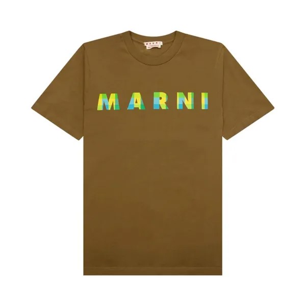 Футболка Marni Ghingam Jersey T-Shirt, коричневый