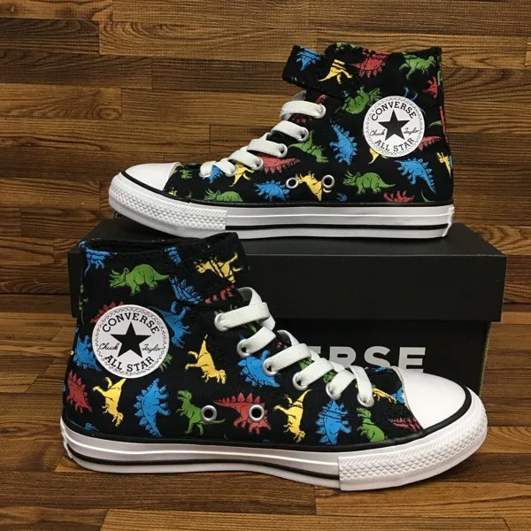 Черные кроссовки Converse Chuck Taylor CTAS HI Dinosaurs (молодежный размер 2) № 666