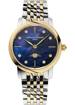 Швейцарские наручные  женские часы Frederique Constant FC-206MPND1S3B. Коллекция Slim Line Moonphase