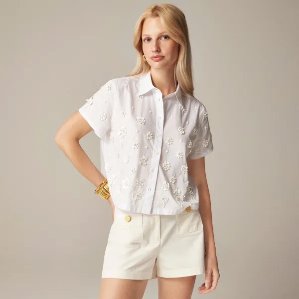 Коллекционная декорированная рубашка на пуговицах J.Crew, белый