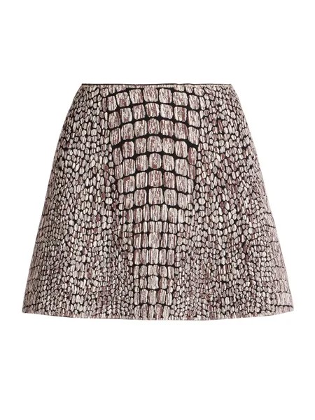 Жаккардовая мини-юбка со змеиным рисунком Alaïa, черный