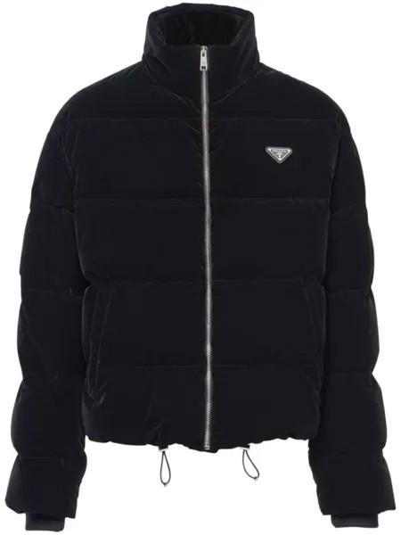 Prada бархатный пуховик, черный