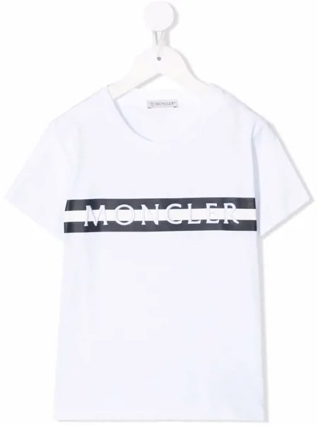 Moncler Enfant футболка с вышитым логотипом