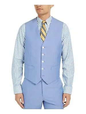 TOMMY HILFIGER Мужской светло-синий однобортный эластичный костюм с раздельным жилетом M
