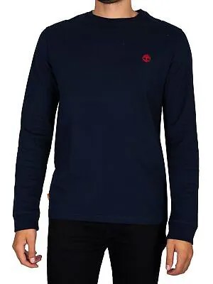 Мужская облегающая футболка Timberland с длинными рукавами, синяя