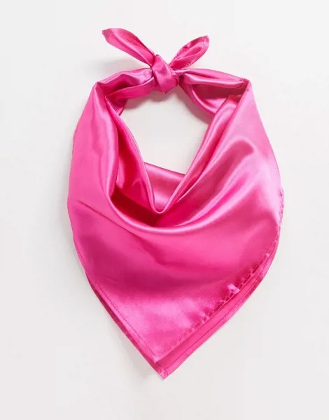 Ярко-розовый атласный платок ASOS DESIGN-Розовый цвет