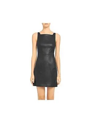THEORY Женское короткое коктейльное платье-футляр без рукавов с черной подкладкой и квадратным вырезом 2