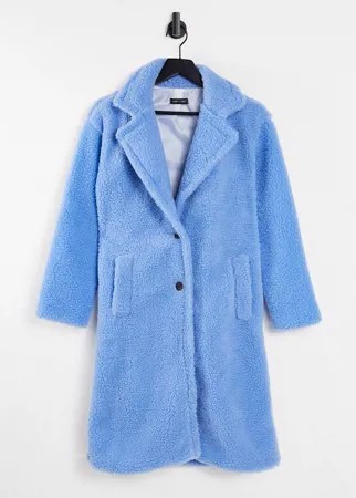 Длинное синее пальто из искусственного меха I Saw It First-Голубой