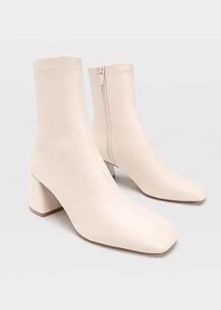 Stradivarius Ботильоны На Среднем Каблуке С Эластичным Голенищем Розовато-Бежевый 38