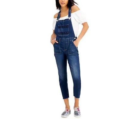 Женские джинсовые потертые темные комбинезоны Tommy Jeans BHFO 6700