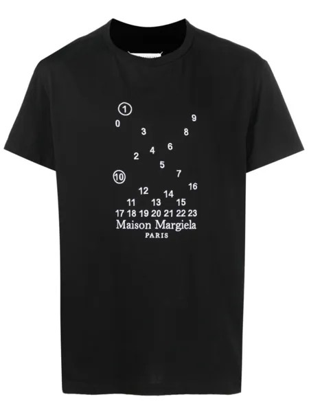 Maison Margiela футболка Numeric с вышитым логотипом, черный