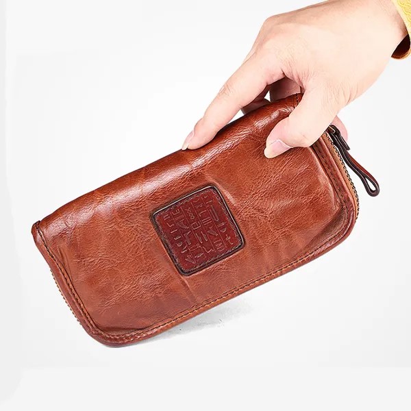 Мужской Длинный кошелек AETOO, повседневная кожаная сумка из воловьей кожи, на молнии, в японском и южнокорейском стиле, молодежная Корейская версия