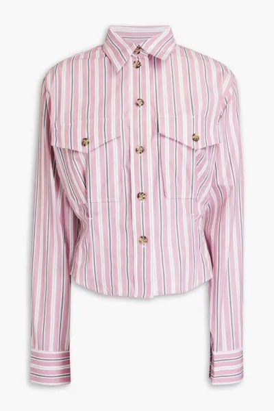 Укороченная рубашка в полоску из хлопка Victoria Beckham, розовый