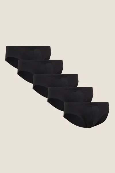 Хлопковые трусы - 5 пар Marks & Spencer, черный