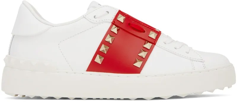 Бело-красные кроссовки Rockstud Untitled Valentino Garavani