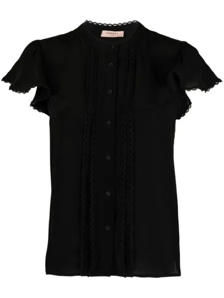 TWINSET рубашка с кружевной отделкой, черный