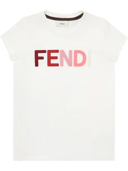 Fendi Kids футболка с вышитым логотипом