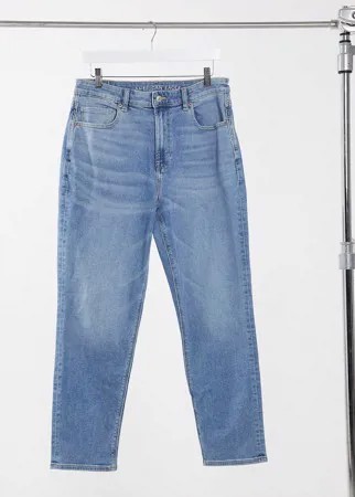 Светлые выбеленные джинсы в винтажном стиле American Eagle-Голубой