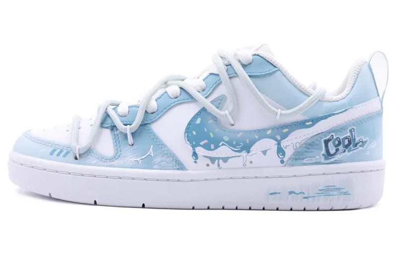 Кроссовки Nike Court Borough Skateboarding Shoes Women's Low-top White, синий