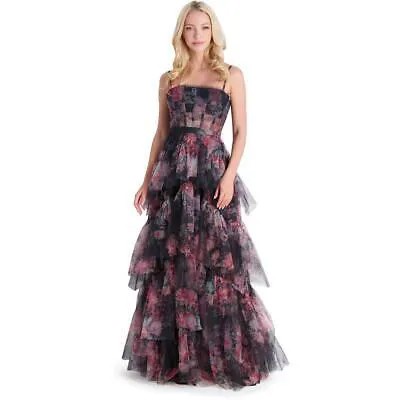 BCBGMAXAZRIA Женское вечернее платье Oly черного цвета с корсетом и рюшами 6 BHFO 6947