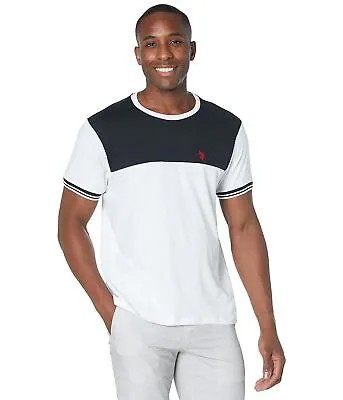 Мужская одежда US POLO ASSN. Двухцветная футболка с коротким рукавом и круглым вырезом