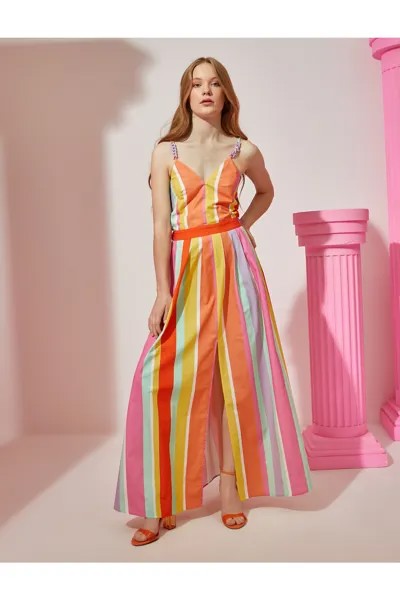 Rachel Araz X — платье с разрезом на бретелях и бантом на спине Koton, разноцветный