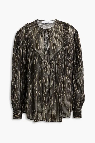 Блузка Artya из жаккардового смесового шелка с металлизированным принтом IRO, черный