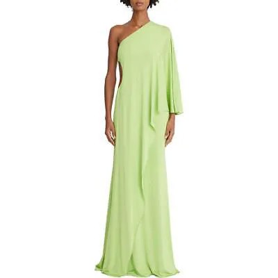 Женское вечернее платье Halston Alyssa Green на одно плечо с вырезом 4 BHFO 8082